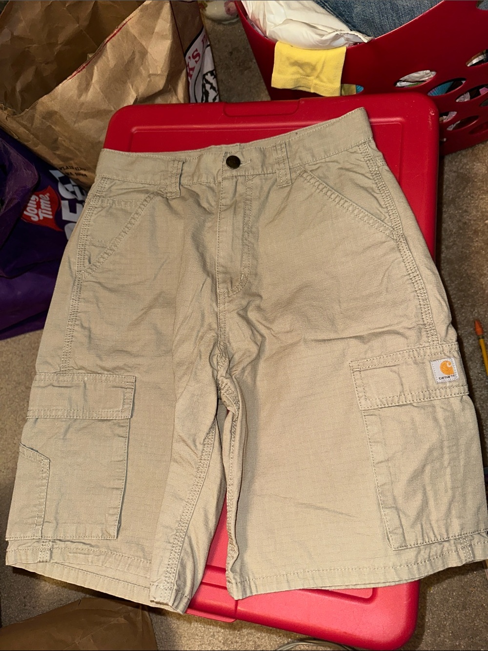 CARHARTT KHAKI RIPSTOP CARGO SHORTS 14